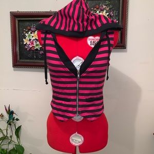 Stripe Sleeveless Vest ( Pink/ Black)